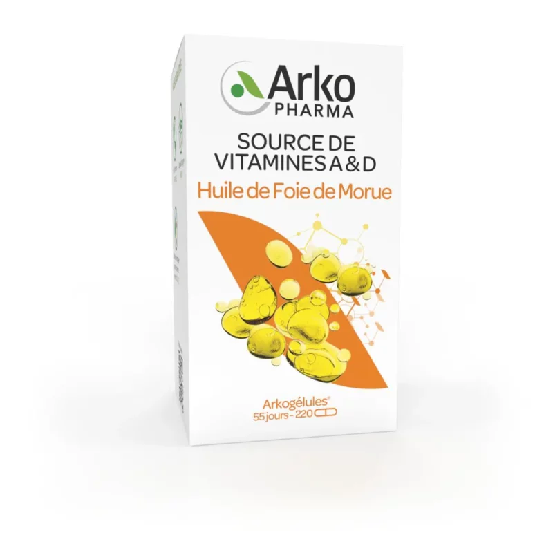 Arkogélules Vitamines A et D Huile de Foie de Morue - 220 Gélules