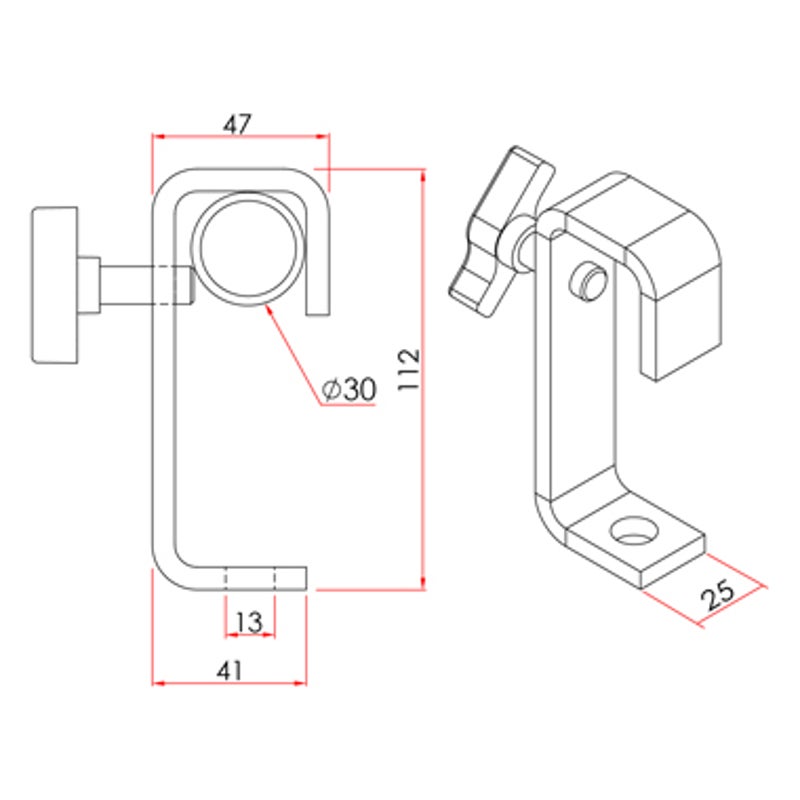 Doughty T20200 trusshaak 30mm zilver