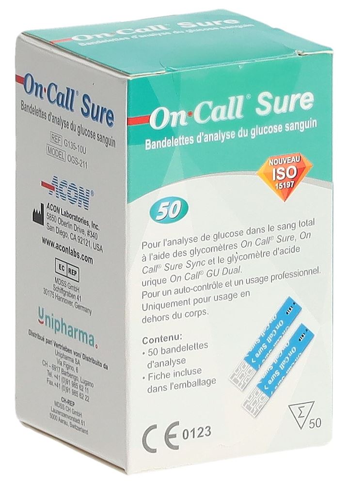 ON CALL Sure Blutglukoseteststreifen<br>50 Stück