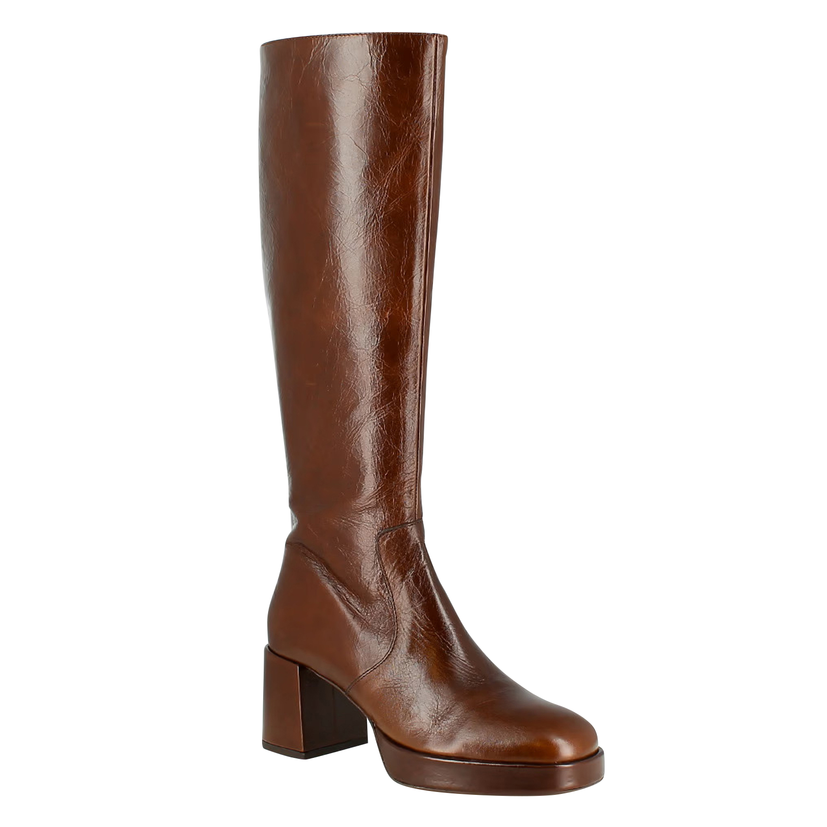 VANEO - Bottes à talons en cuir | Marron
