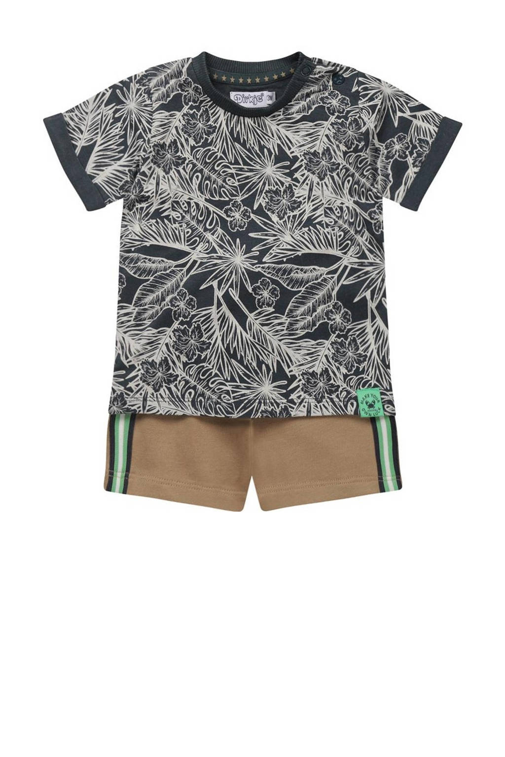 Dirkje T-shirt + korte broek donkerblauw/zand