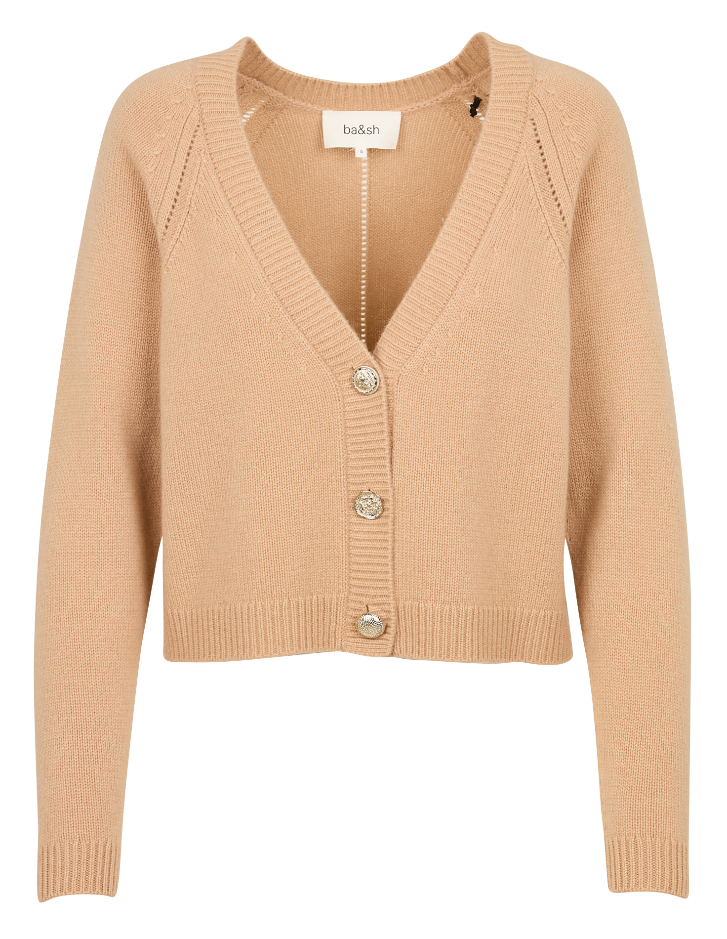 CARILA - Gilet droit col V en cachemire | Marron