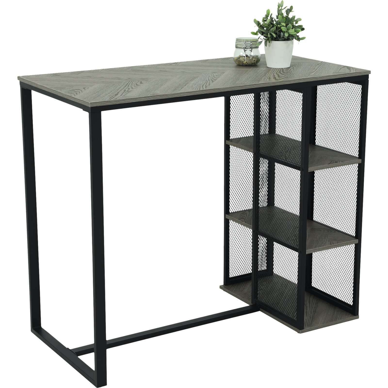 Bartisch Klara Dekor Fischgrät-Optik grau, 120 x 102,5 x 60 cm