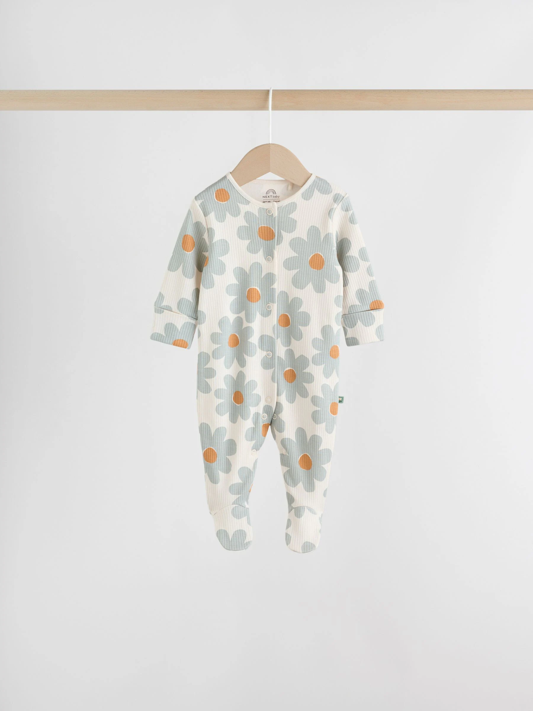 Saliegroen gebloemd - Verpakking van 5 babypyjama's (0 mnd-2 jr)