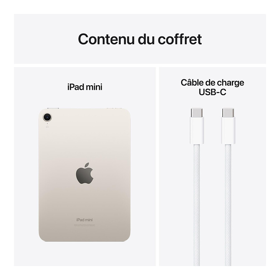 Apple iPad mini (2024) Wi-Fi + Cellular - 512 Go - Lumière Stellaire