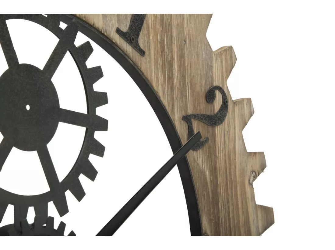 Horloge murale en métal et bois marron Ø cm 60x4