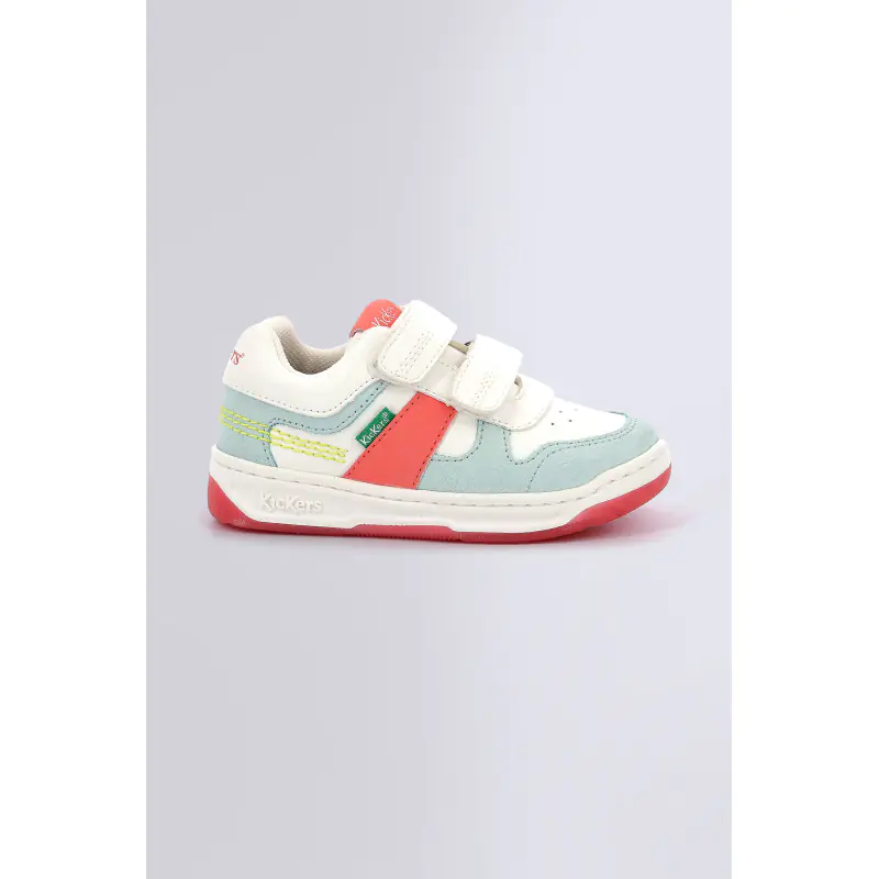 KALIDO BLANC ROSE BLEU BASKETS BASSES Synthétique Mixte