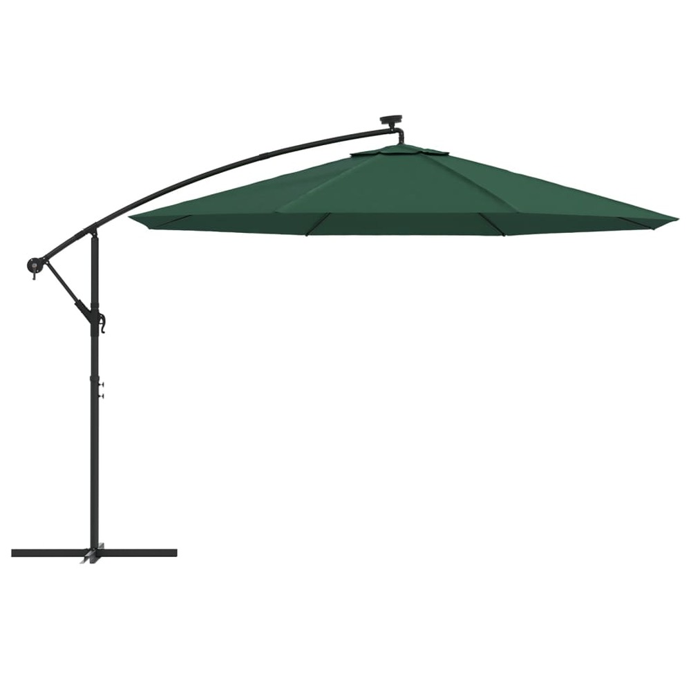 Parasol meuble de jardin en porte-à-feux et poteau métallique 350 cm vert