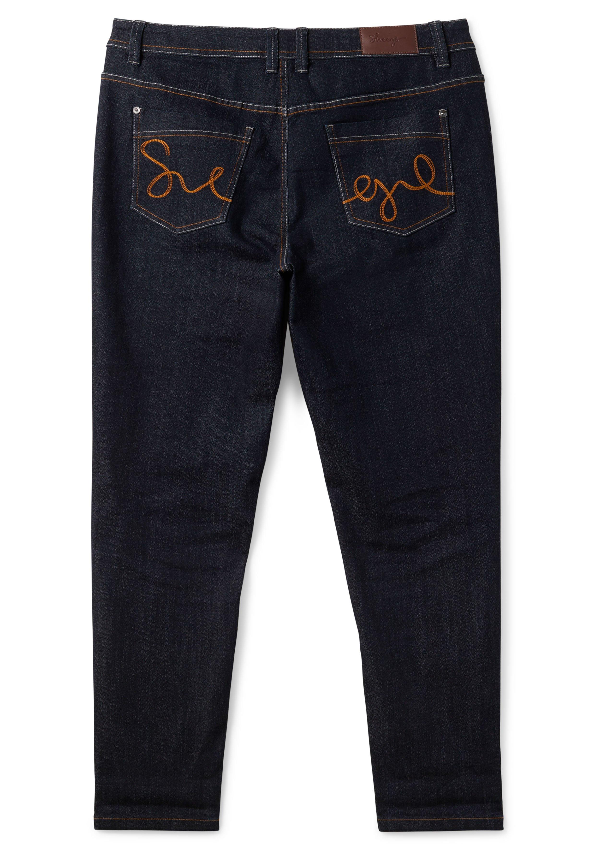 Schmale Jeans mit Kontrastnähten