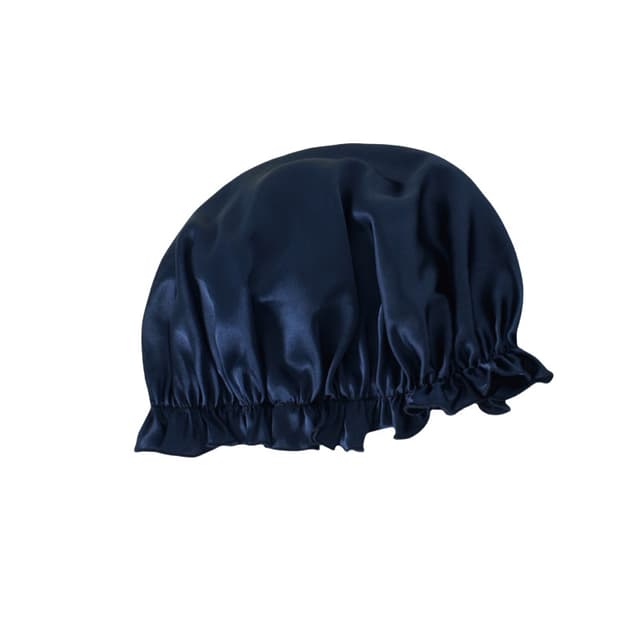 Sovehætte i 100% Mulberry silke Marine blå M