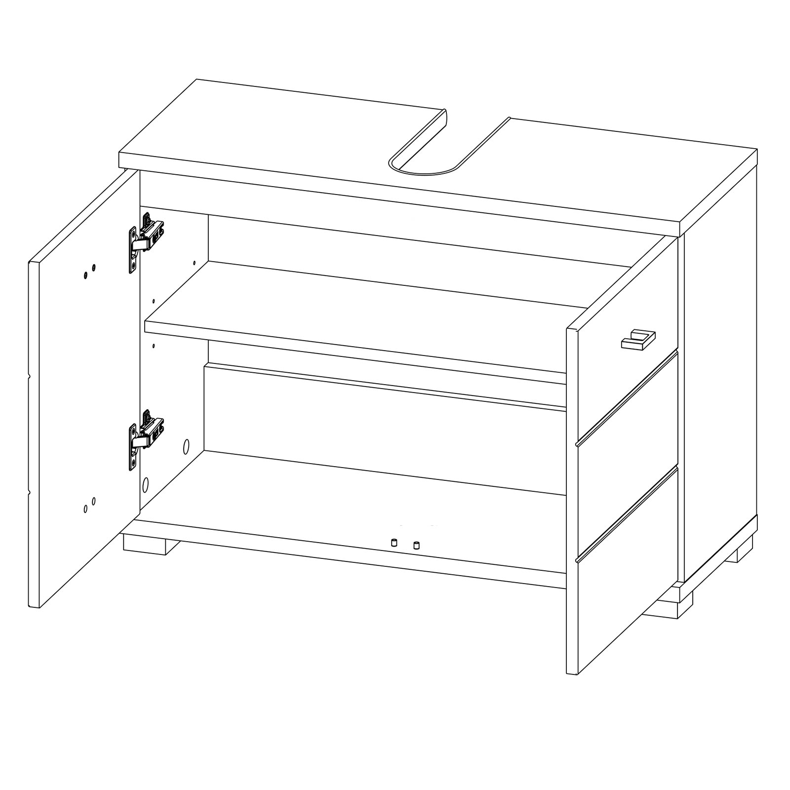 Waschbeckenunterschrank - weiß - Artisan Eiche - 80 cm breit