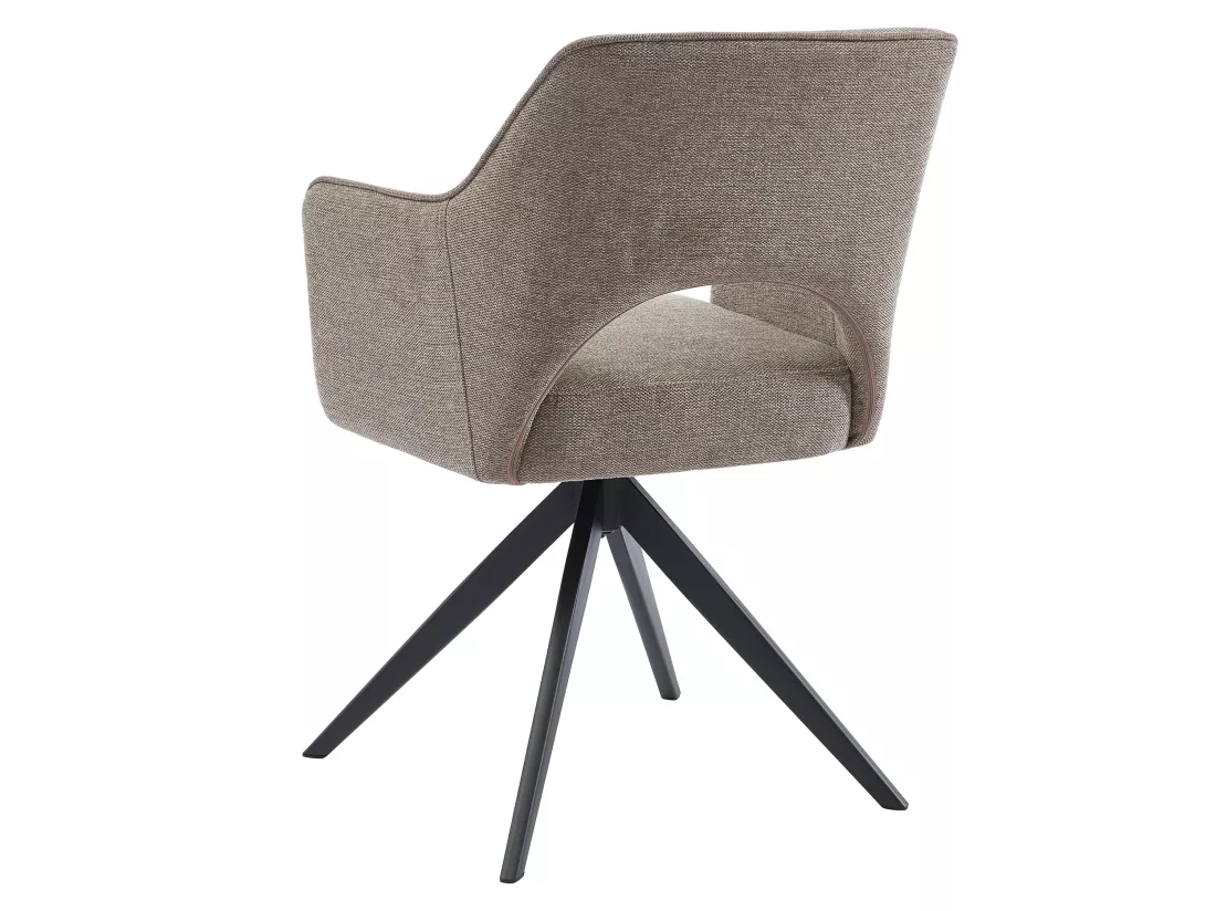 Lot de 2 chaises pivotantes avec accoudoirs en tissu et métal - Taupe - KONYA