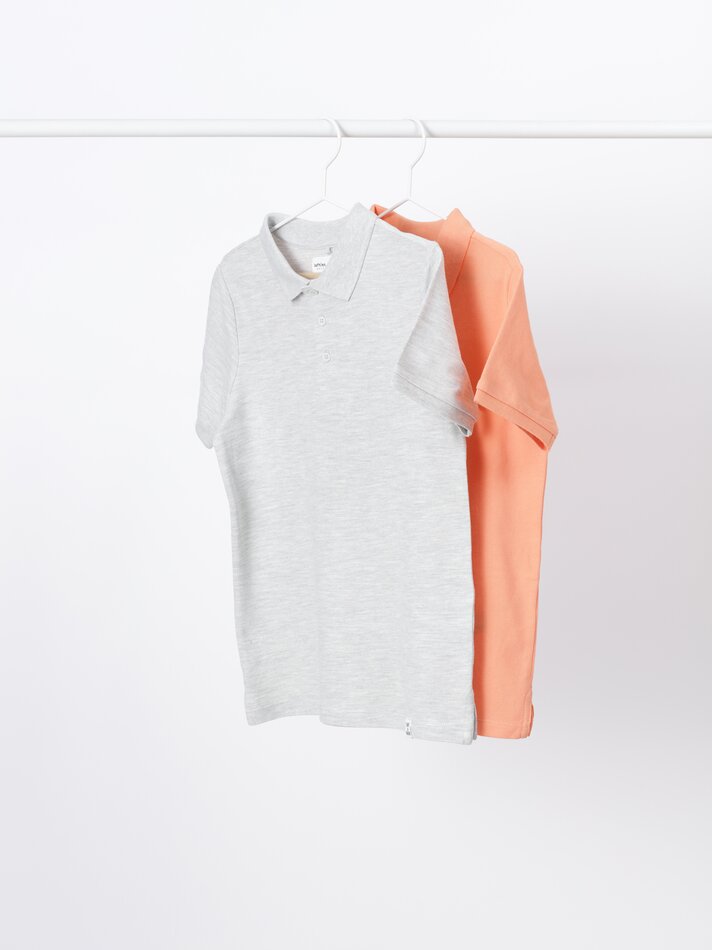 Pacote com 2 camisas polo básicas - Laranja vibrante