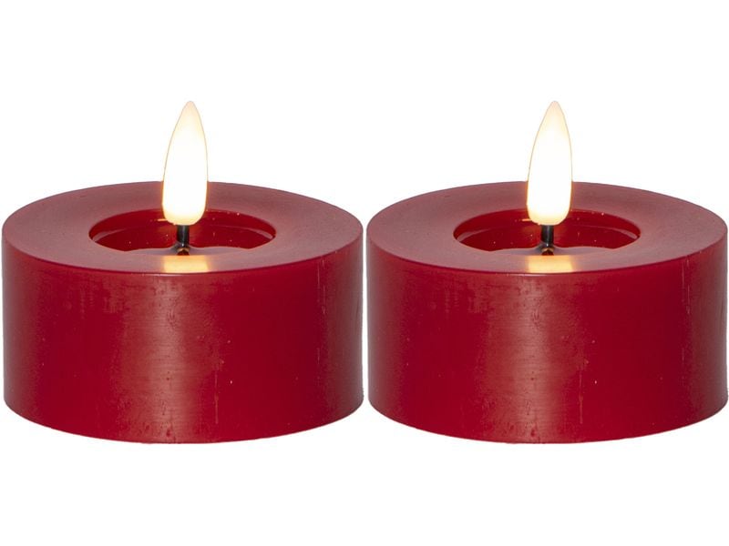 Star Trading LED Teelichter Set Flamme Flow 2 Pack, Rot Realistische Kerzenflamme für gemütliche Atmosphäre