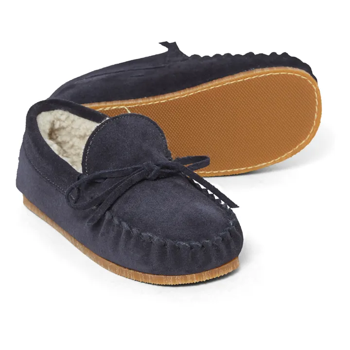 Pèpè Chaussons Mocassins Fourrés | Bleu marine