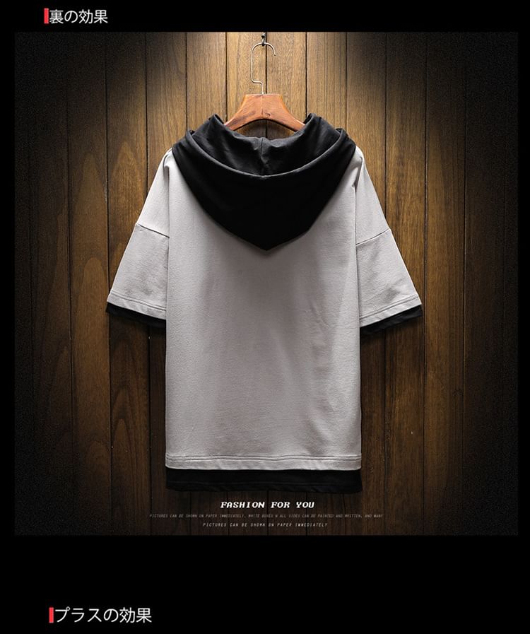 YIKES - T-shirt met korte mouwen en capuchon in twee kleuren