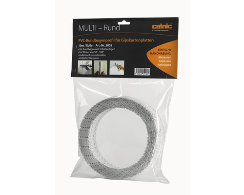 CATNIC MULTI ROUND Hoekbeschermingsprofiel, hard PVC, voor gipsplaat, voor bochten, rol = 10 m