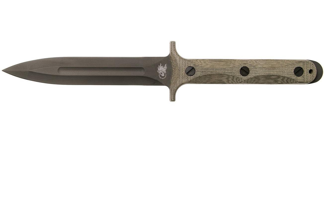 Rick Hinderer EK Dagger 3V DLC, OD Green Micarta commando dolkmes