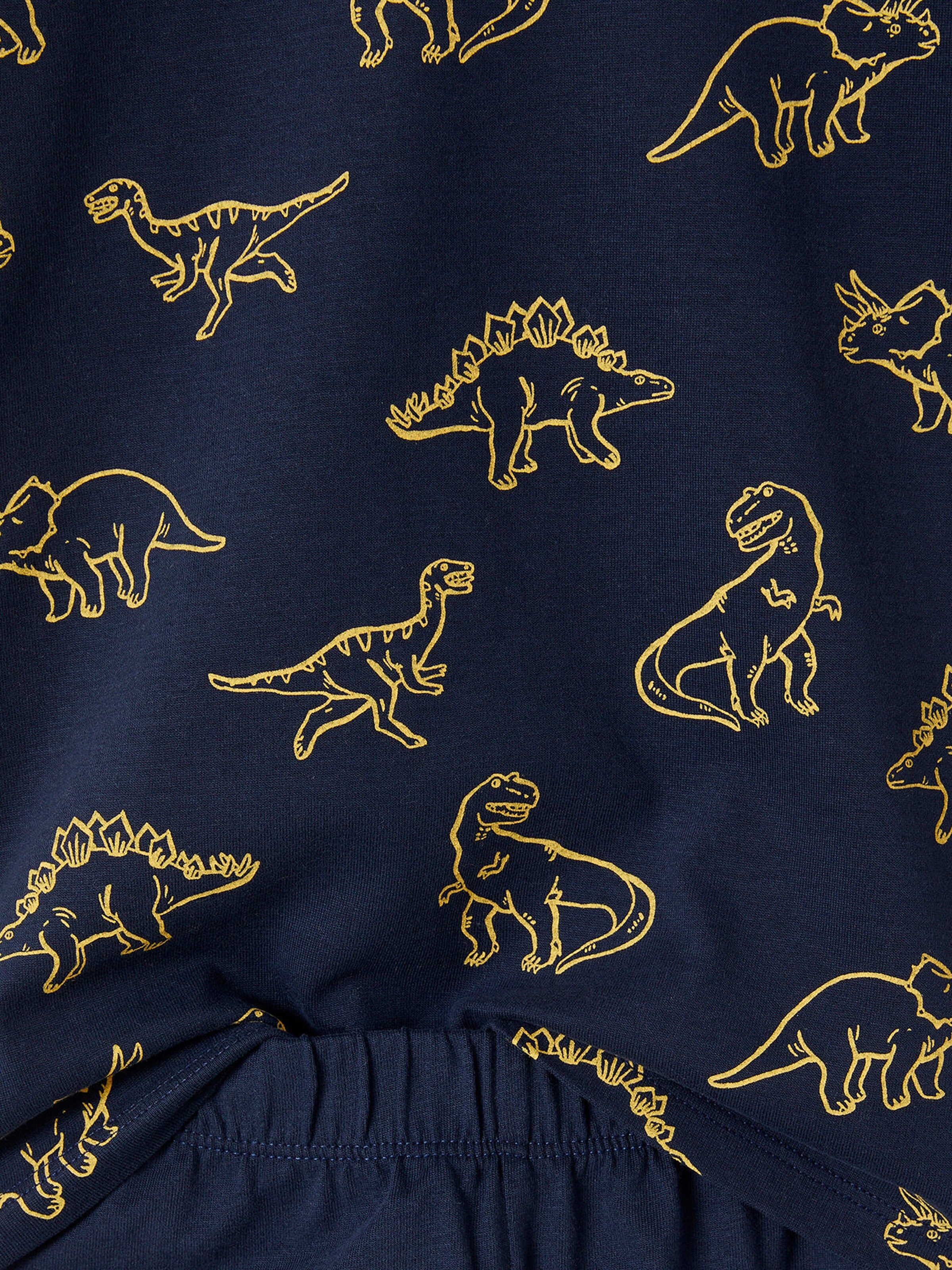 Vertbaudet 2er-Pack kurze Jungen Schlafanzüge mit Dinos nachtblau+gelb