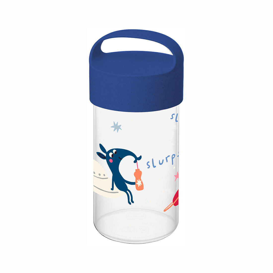 Koziol Buddy Snack Trinkflasche / Snackpot 500 ml organic blue space