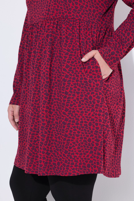 Longshirt, A-Linie, Carré-Ausschnitt, Langarm, rubinrot