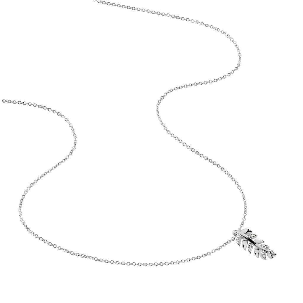 Collier Argent Jade Feuille Oxyde
