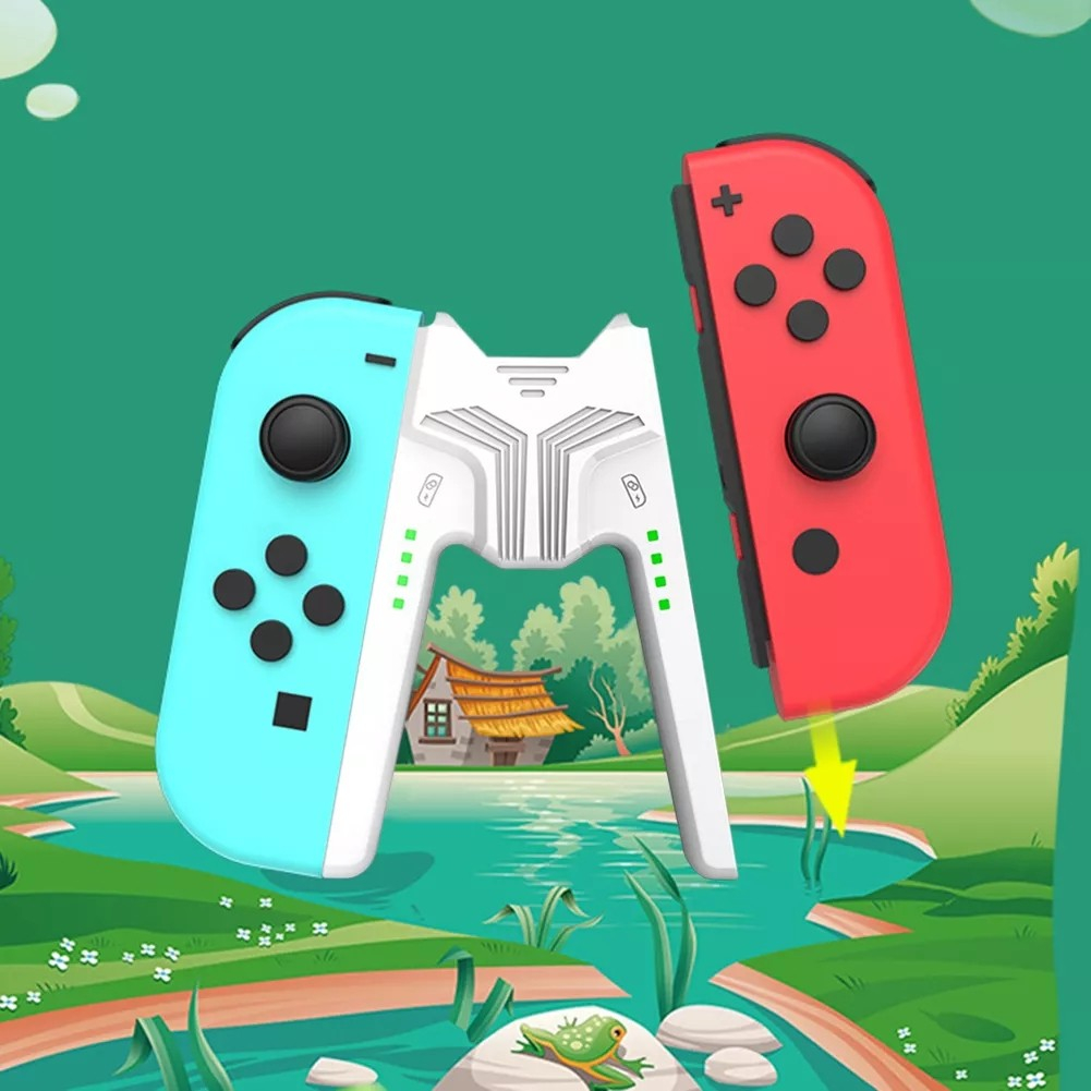 Nintendo Switch / OLED Joy Con Controller Charging Grip Dockingstation Lade Griff Halterung - Weiss