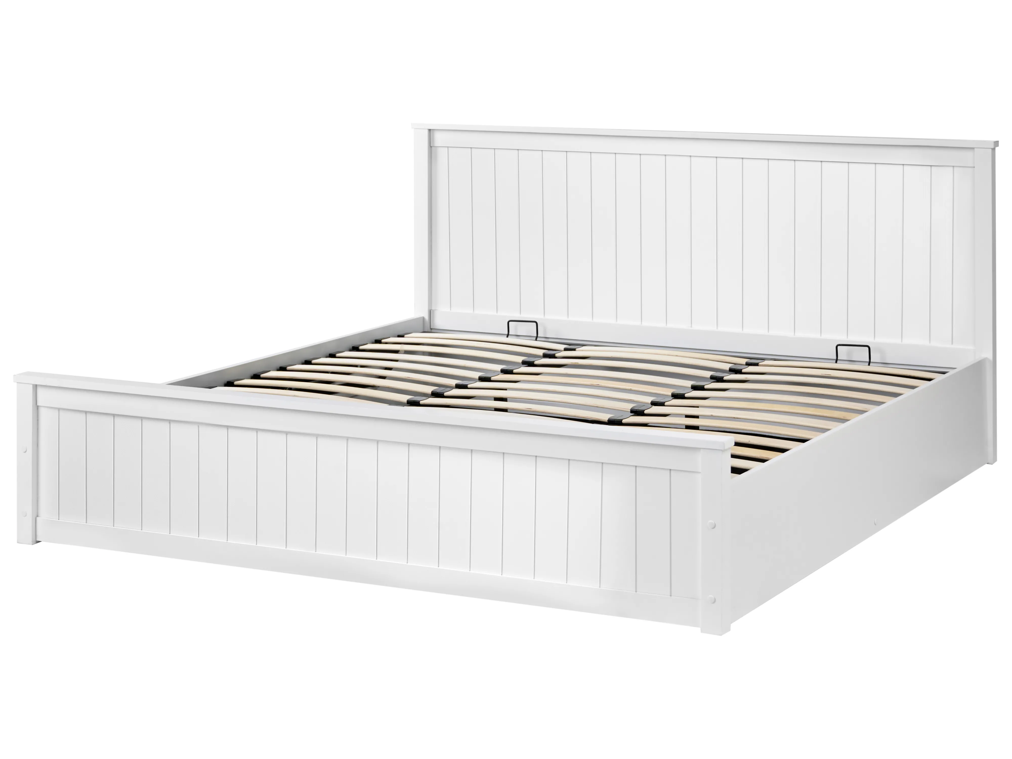Bed met opbergruimte Dennenhout LAMBRES 180 x 200 cm Wit
