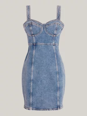 Vestido curto jeans justo estilo bustiê