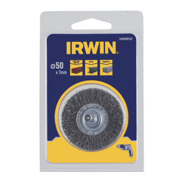 Irwin staaldraadband Ø50 mm voor (accu)boormachine. Voor schuren steen.