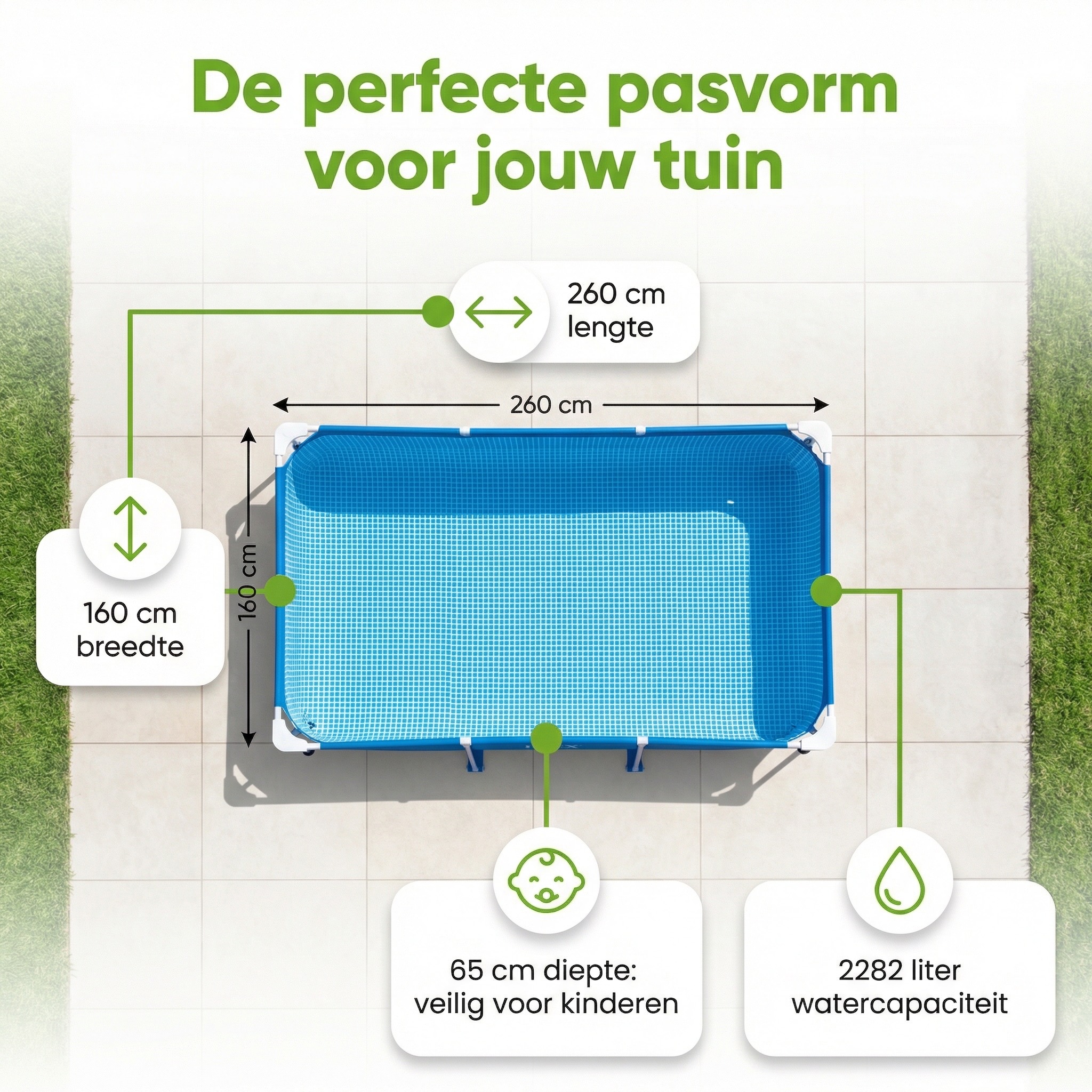 Intex rechthoekig frame 260x160x65cm zwembad