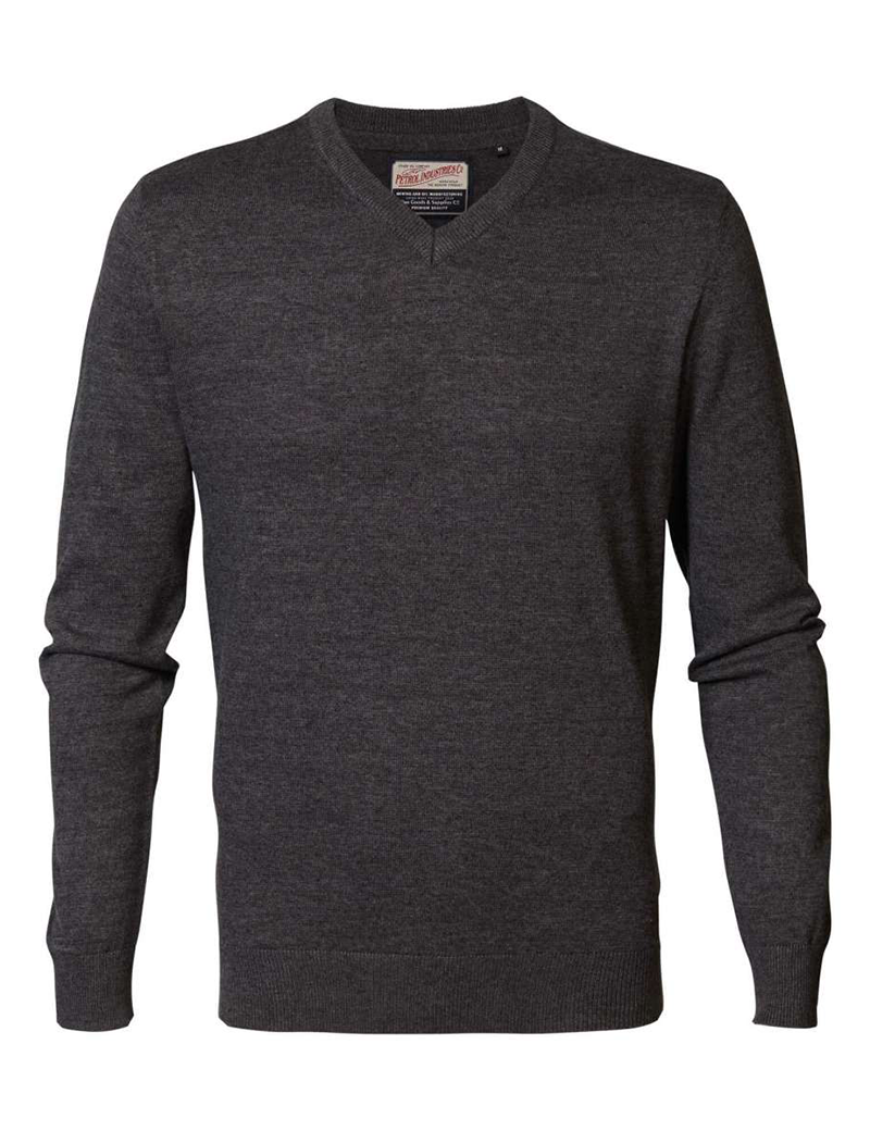 PETROL IND PULL HOMME À COL V BLACK