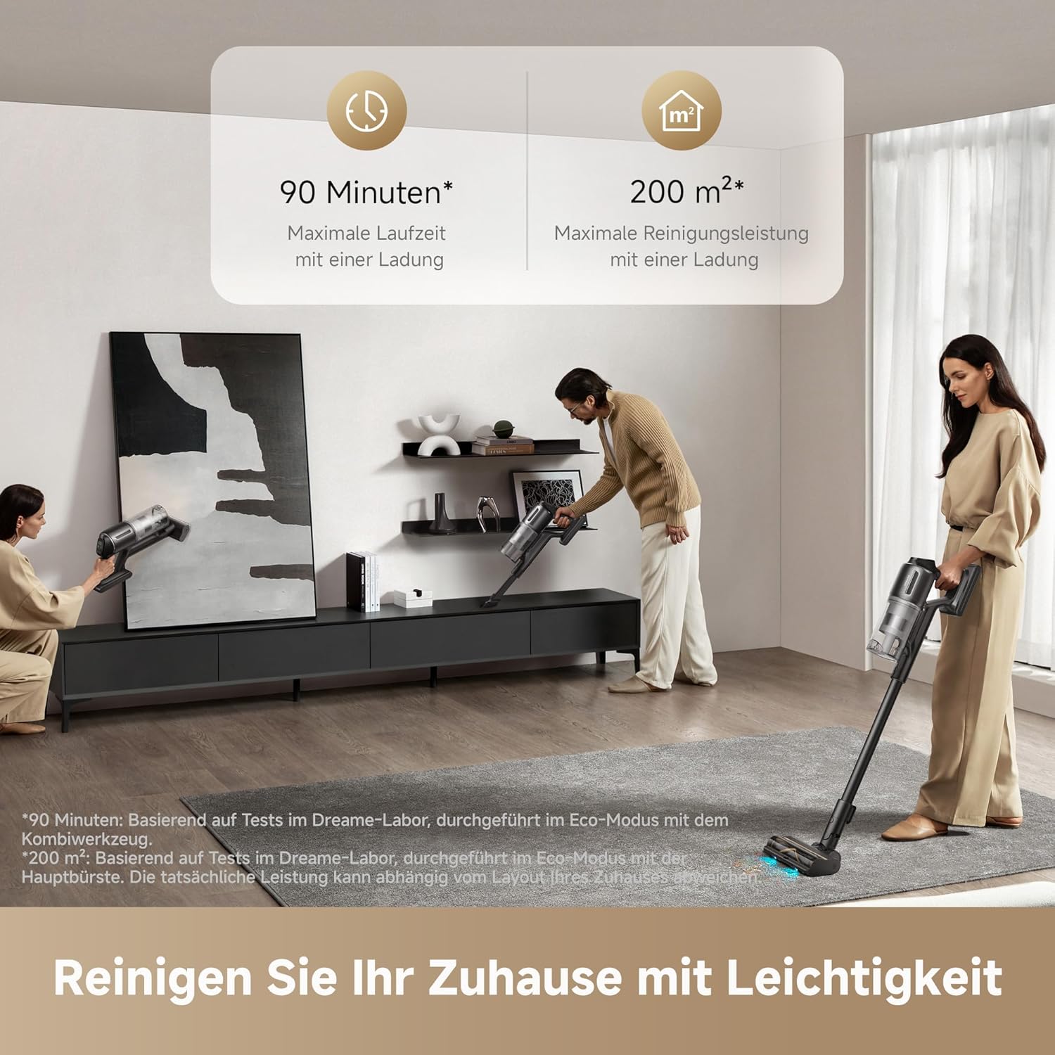 dreame Z10 Akku-Stabstaubsauger, 24,000PA / 210AW, 90min Laufzeit, H14-HEPA, 99,99%, Staubsicht-Tech, verhedderungsfrei für alle Böden, Auto-Erkennung & Saugkraft-Anpassung