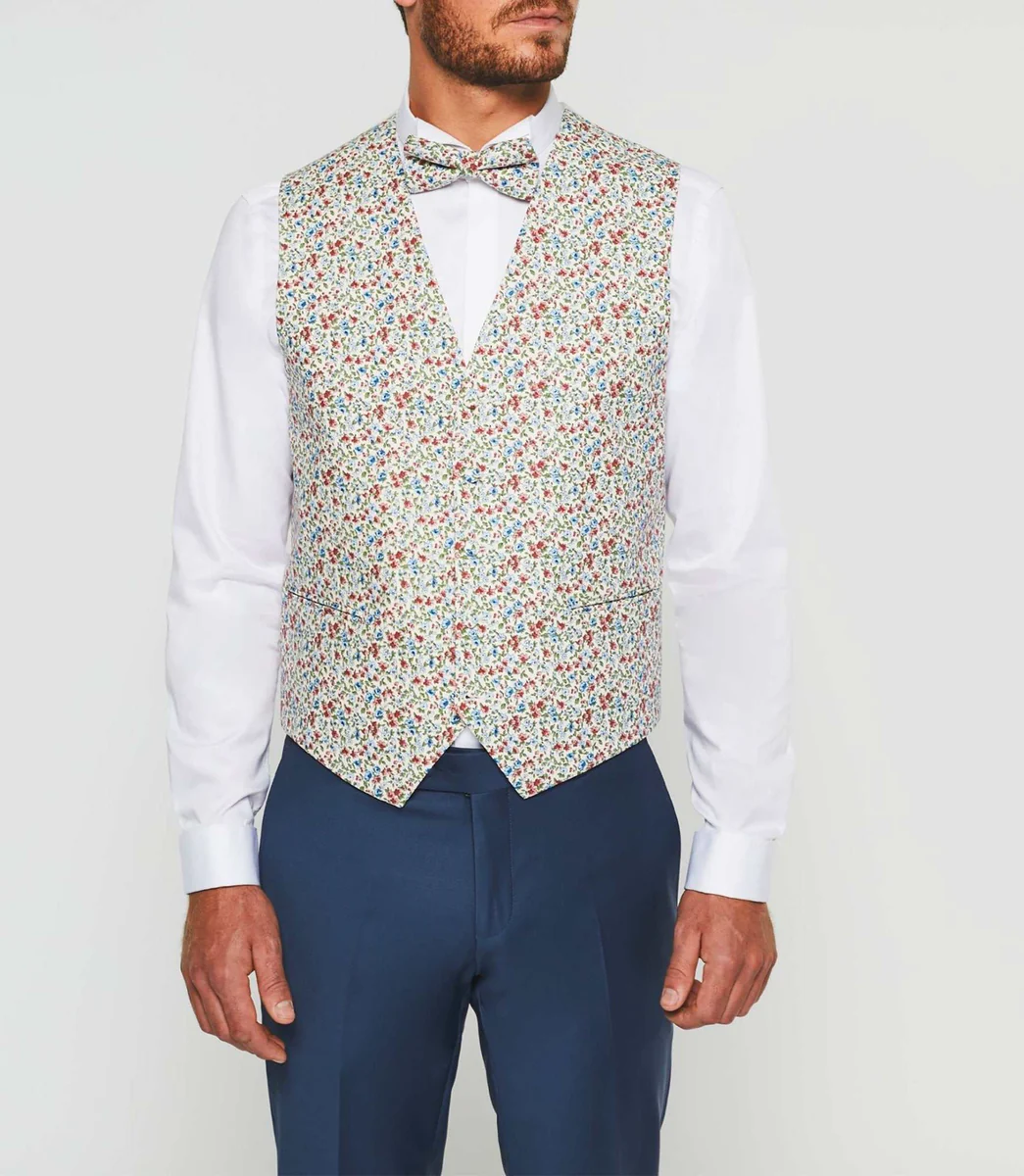Gilet de costume cérémonie imprimé rouge 