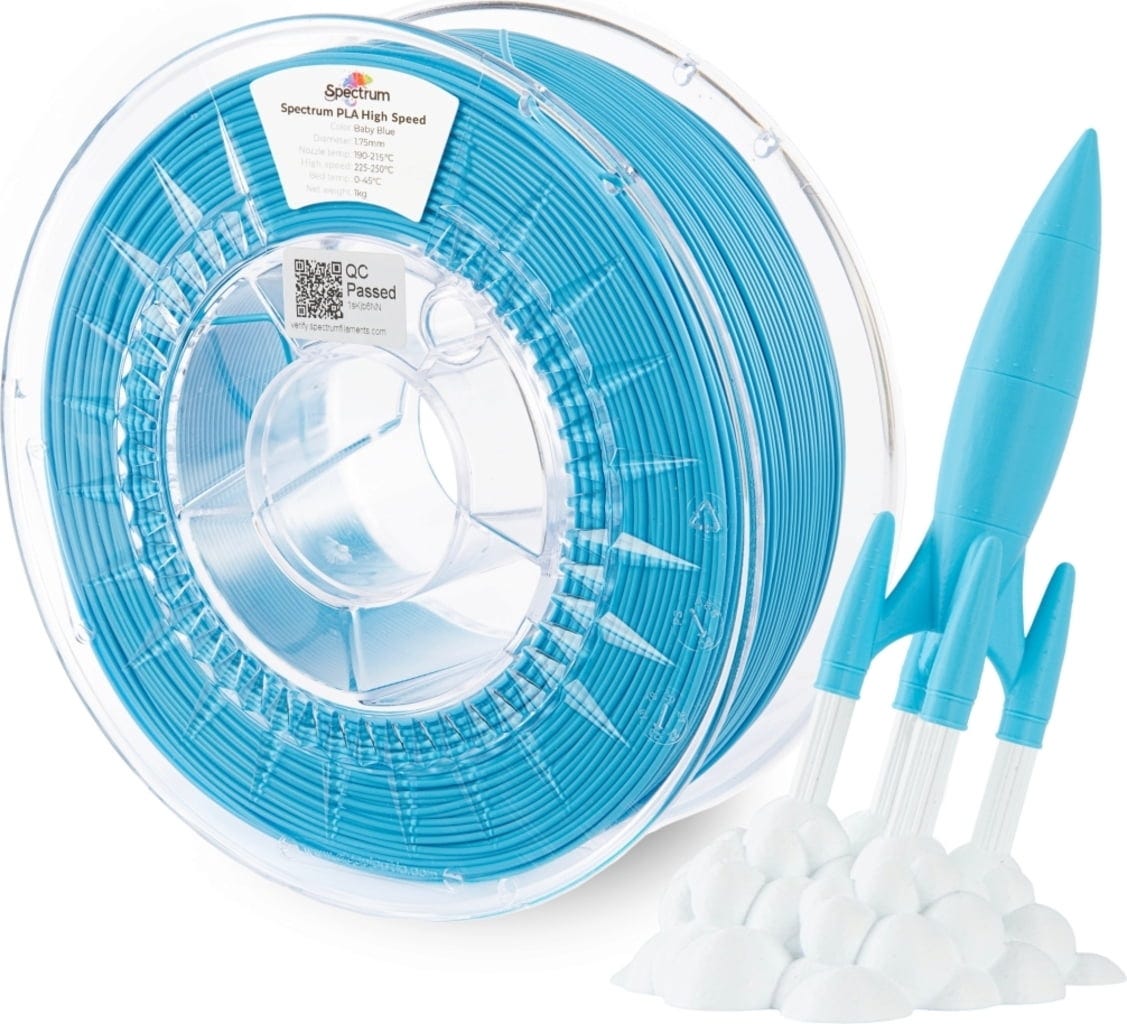 Spectrum  Premium PLA High Speed Baby Blue, 1,75 mm / 1000 g    PLA Material speziell für den Hochgeschwindigkeitsdruck