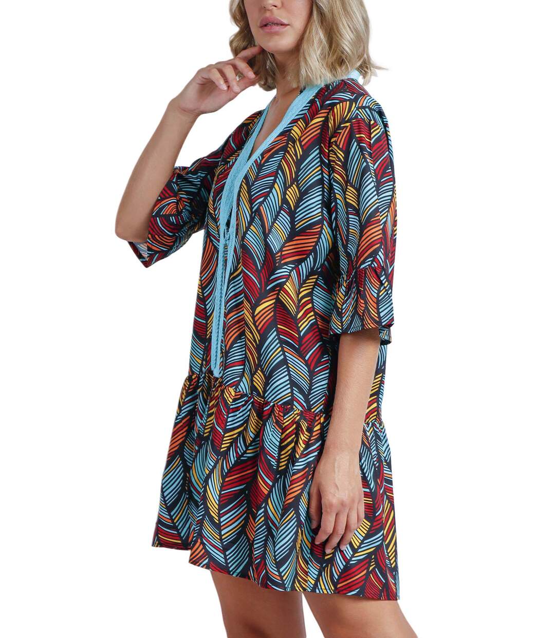 Caftan de plage Ethnic Feathers Admas