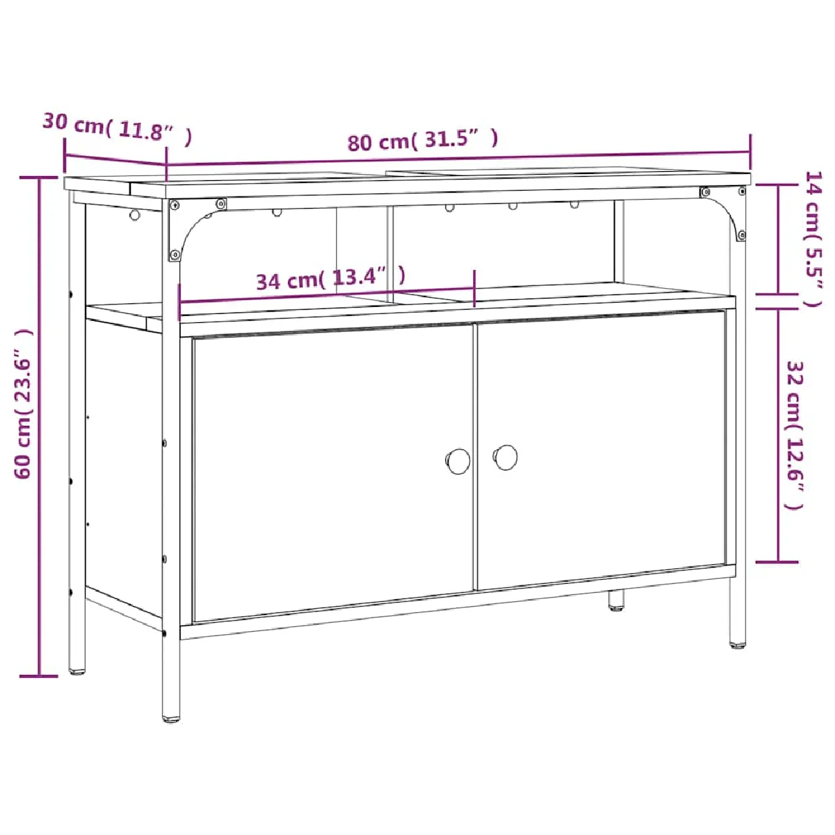 vidaXL Armoire lavabo - Chêne fumé