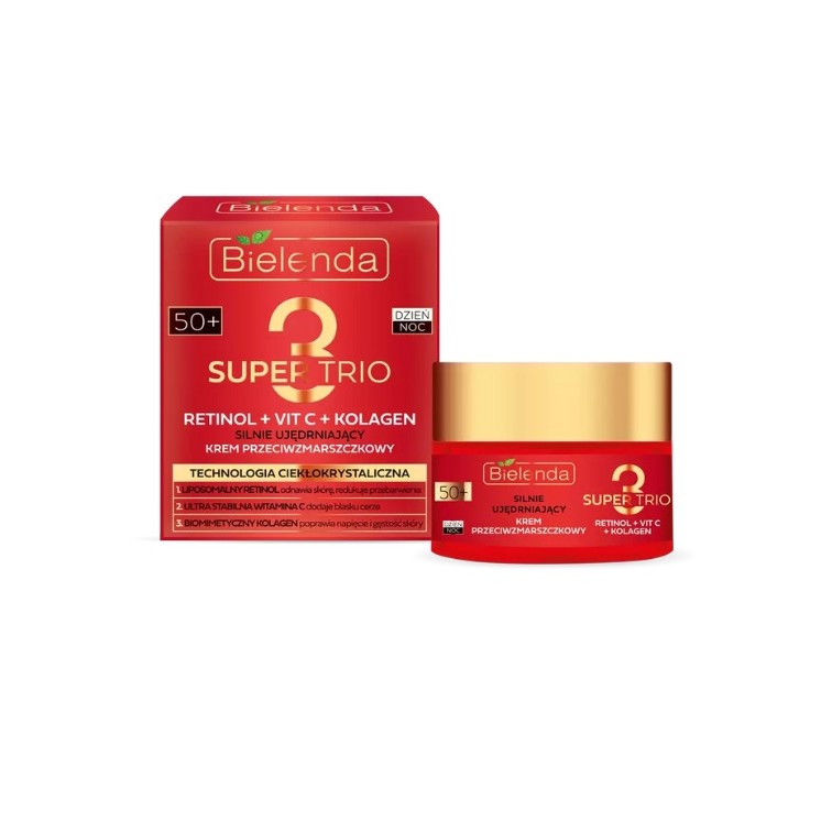 Bielenda Super Trio Retinol + Vit C + Collageen Sterk verstevigende Anti-rimpelcrème 50+ dag/nacht 50 ml