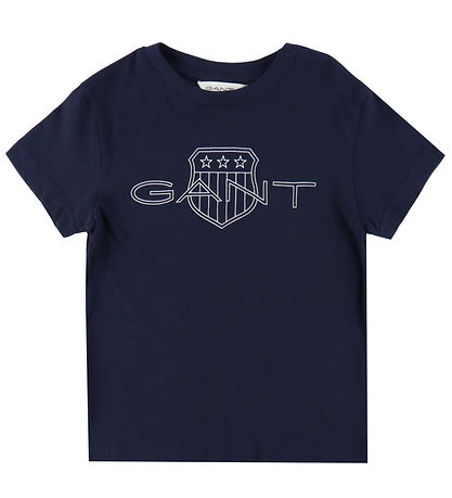 GANT T-shirt - Relaxed Contrast Shield - Evening Blue