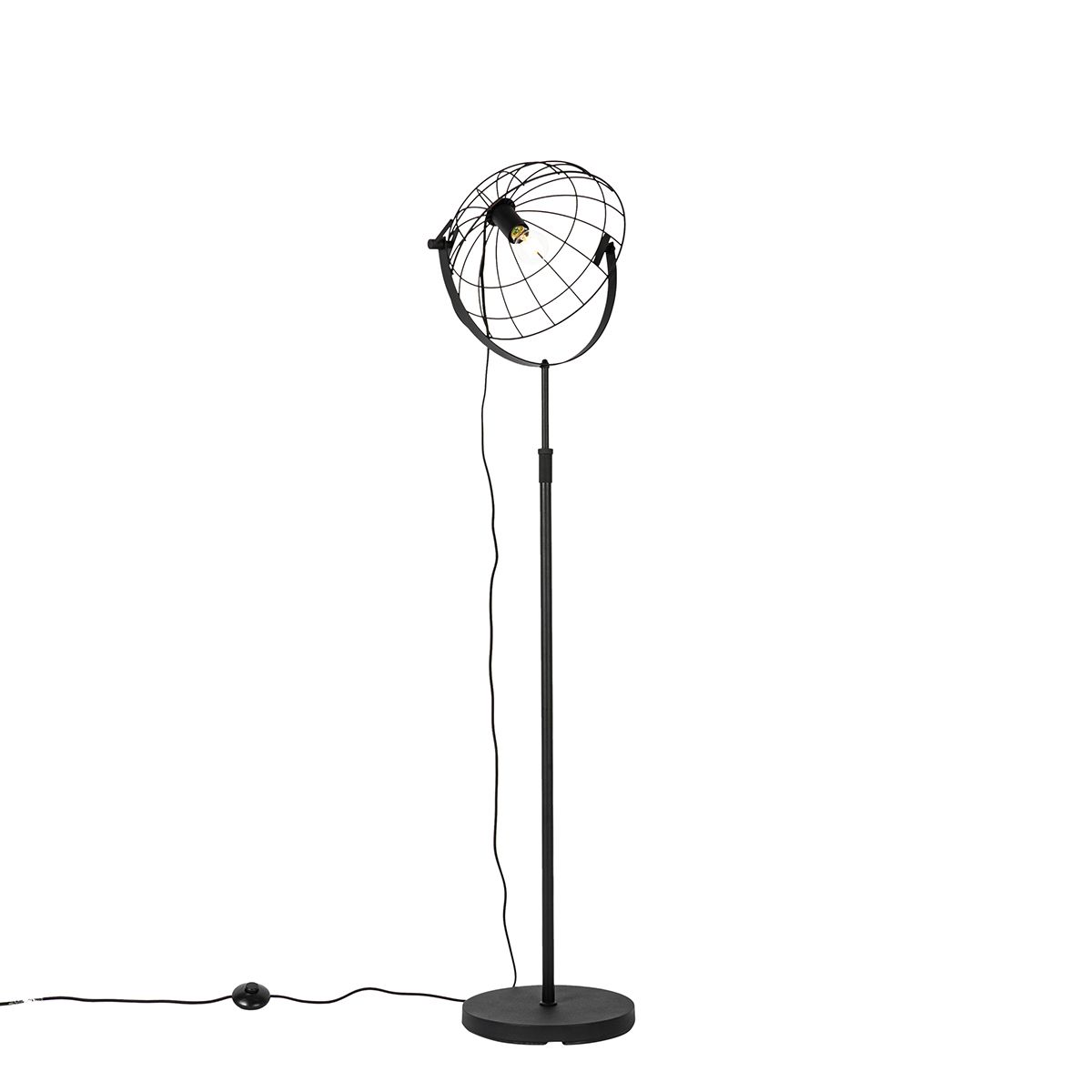 Industriële vloerlamp zwart 35 cm verstelbaar - Hanze