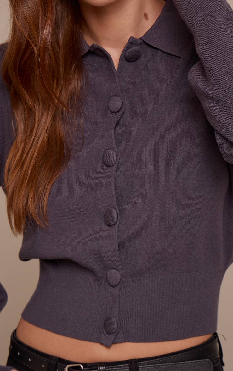 Charbon Cardigan À Boutons Recouverts En Maille Compacte