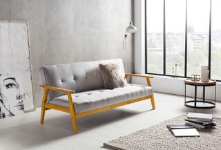Schlafsofa hellgrau Webstoff