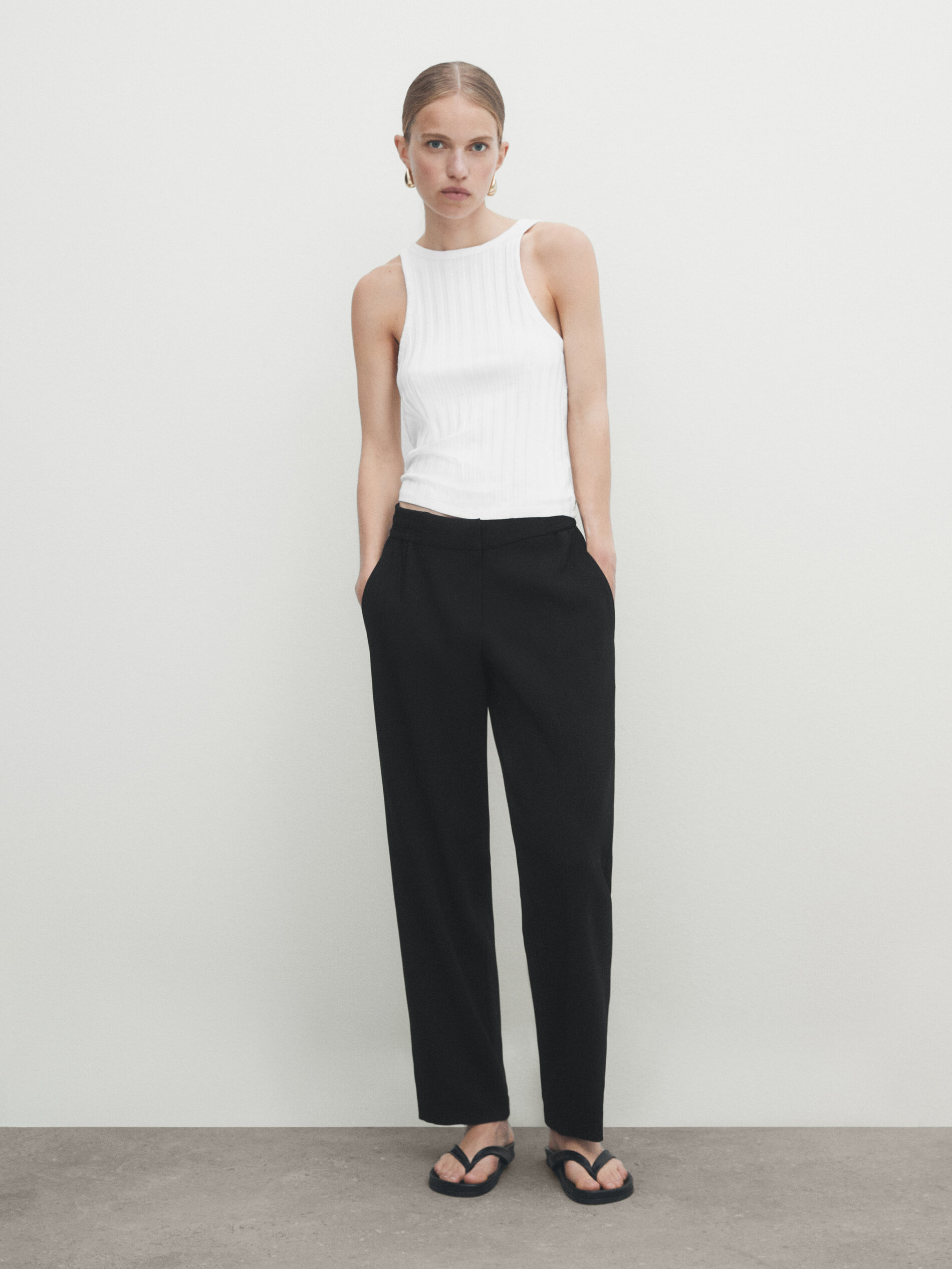 Calça crepe reta - NEGRO