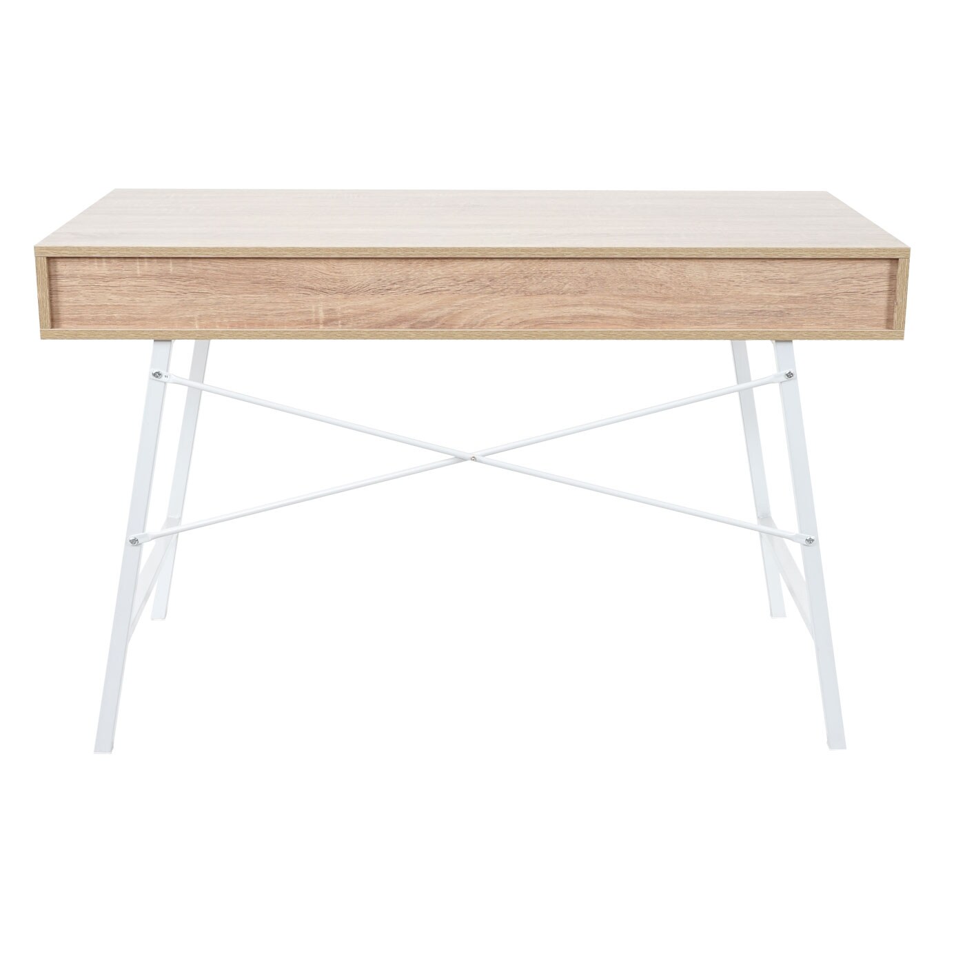 Schreibtisch MCW-E92, Bürotisch Computertisch, 3D-Struktur 120x60cm ~ naturbraun weiß