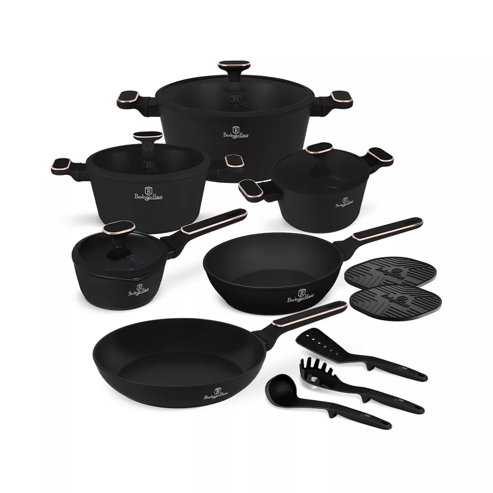 Berlinger Haus 15-teiliges Kochgeschirr-Set PRO Black Rose Collection