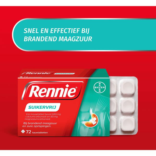 Rennie Suikervrij Kauwtabletten Bij Brandend Maagzuur 72 Stuks