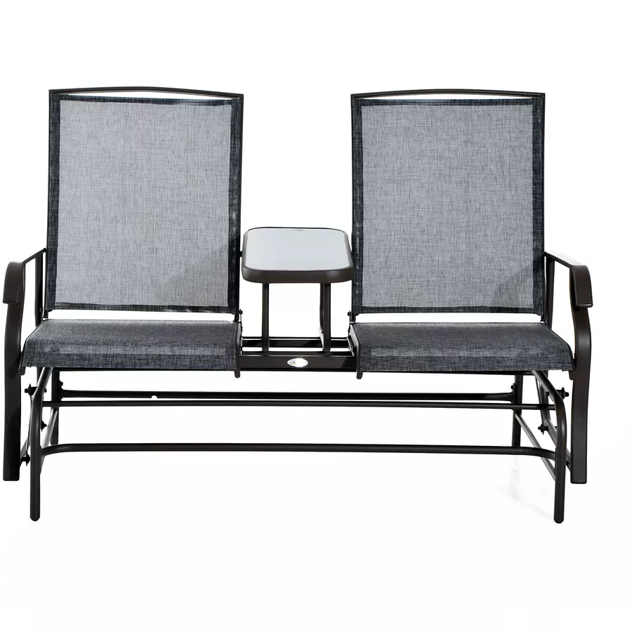Outsunny Gartenbank mit Tisch grau, braun