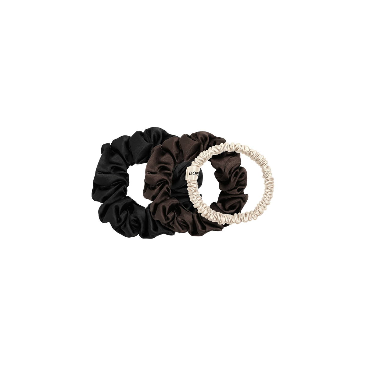 Scrunchie Set 3/2/1cm Champagne, Brown & Black Multi