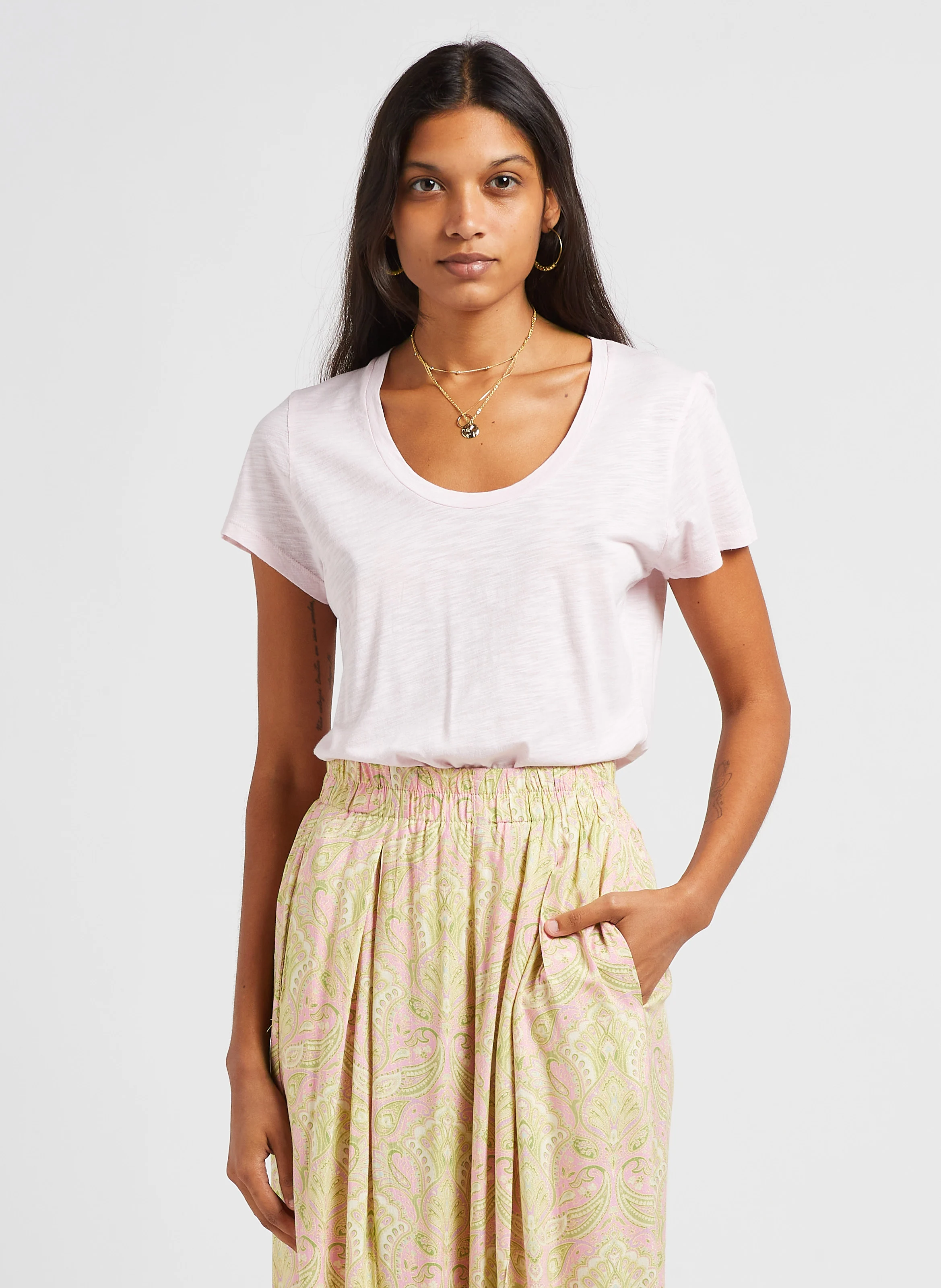 JACKSONVILLE - Tee-shirt col rond en coton mélangé | Rose