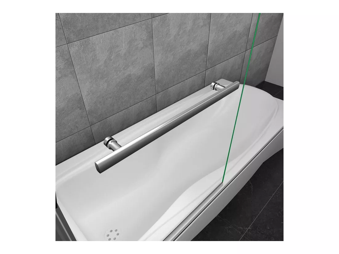 Pare-baignoire 70x130cm pivotant 180° en verre trempé, paroi de baignoire avec porte-serviette